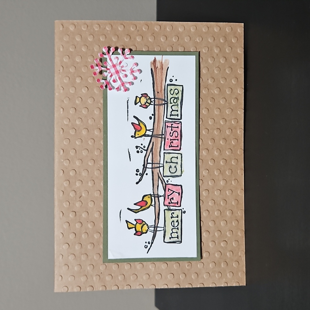 Handmade Christmas Card Birds.
